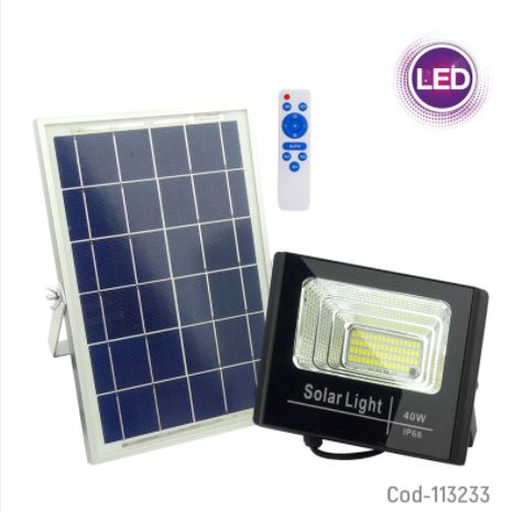 Kit Foco Solar 62 LED 40Watt, Luz fria, Con Control Remoto