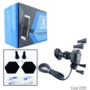 Porta Smartphone Para Moto, Con USB De Carga 2 Amper, Metal X Grip. Alta Calidad.